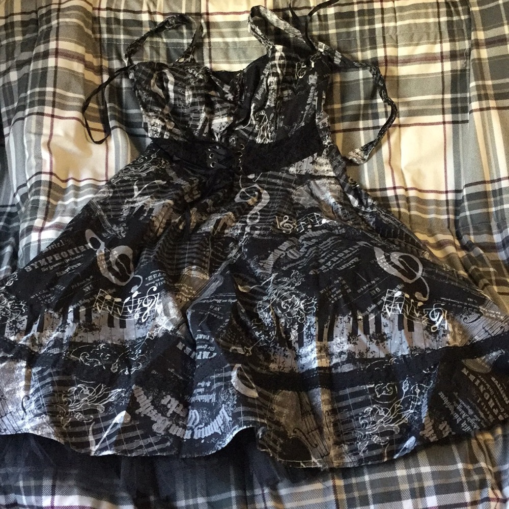 Music themed dress hot topic dark halter top